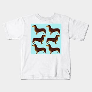 Sausage dogs (daschund) blue Kids T-Shirt